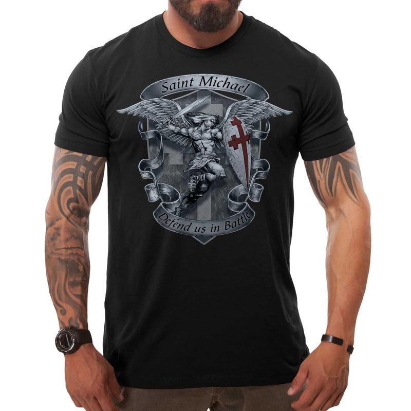 7.62 Design Saint Michael 'Defend Us' Men's T-Shirt XL Black - Image 2